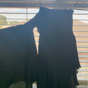 Off the shoulder emerald green dress